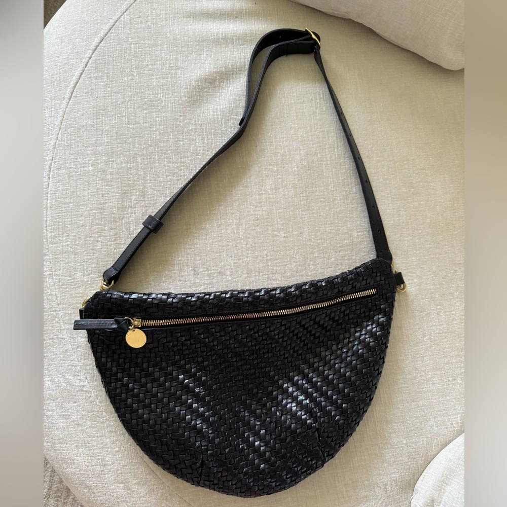 Clare V Grande Fanny Black Woven Zig Zag